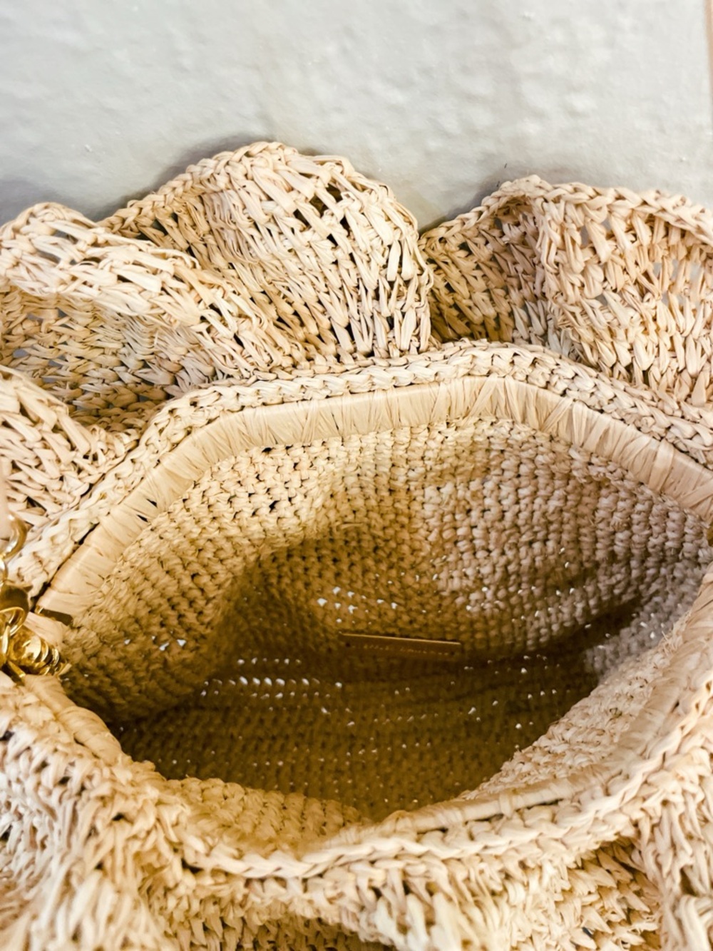 Loeffler Randall Odette Clutch in Natural  Woven Ruffle Purse from REVOLVE NWOT - Picture 7 of 10